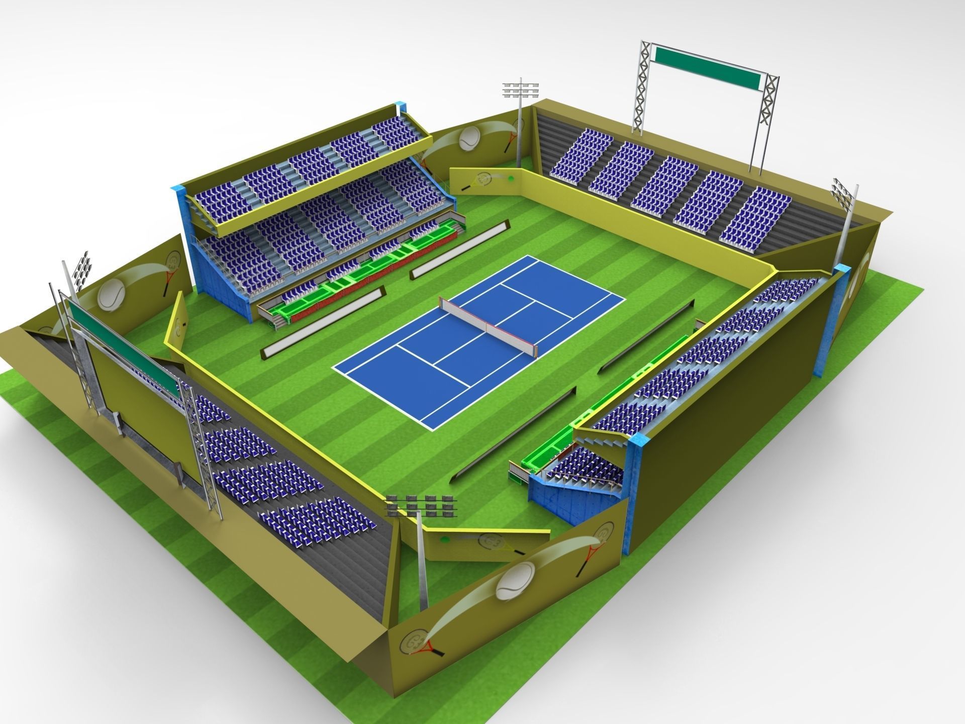 Tennis Stadium  Low-poly 3D model_2