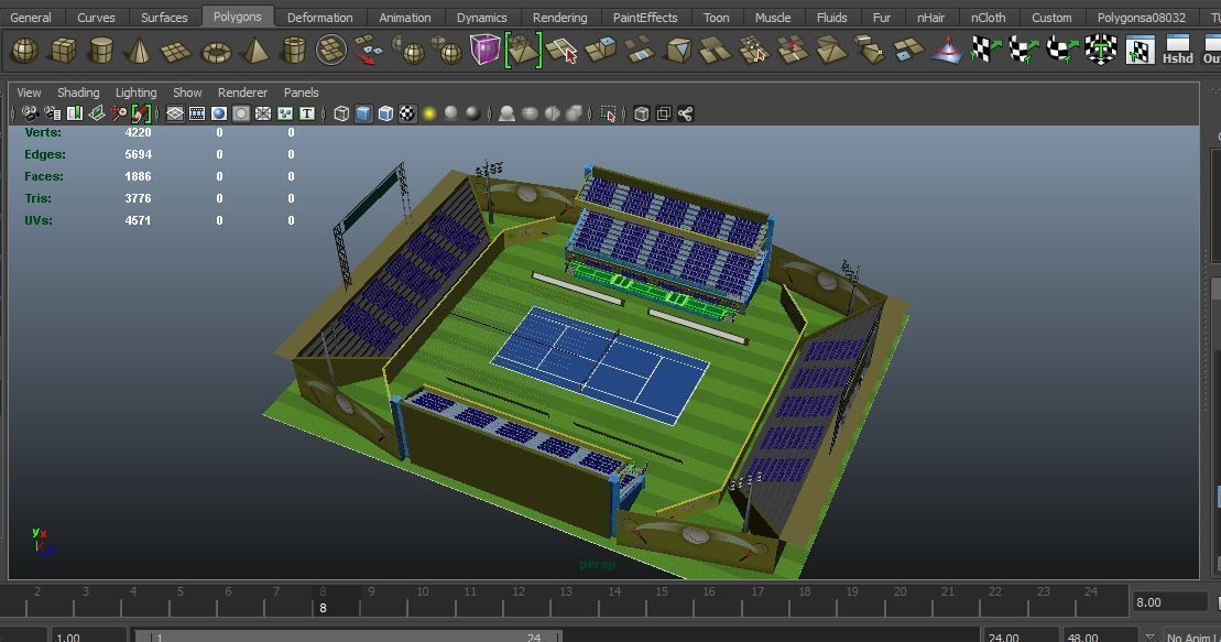 Tennis Stadium  Low-poly 3D model_7