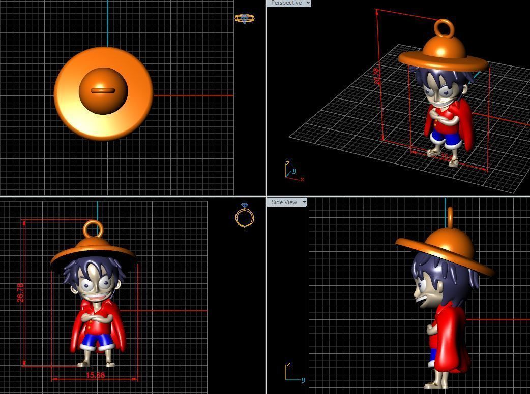 Luffy Pendant 3D print model_2
