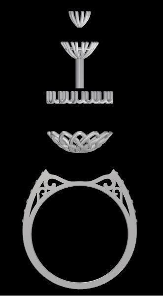 Engagement ring 3D print model_4
