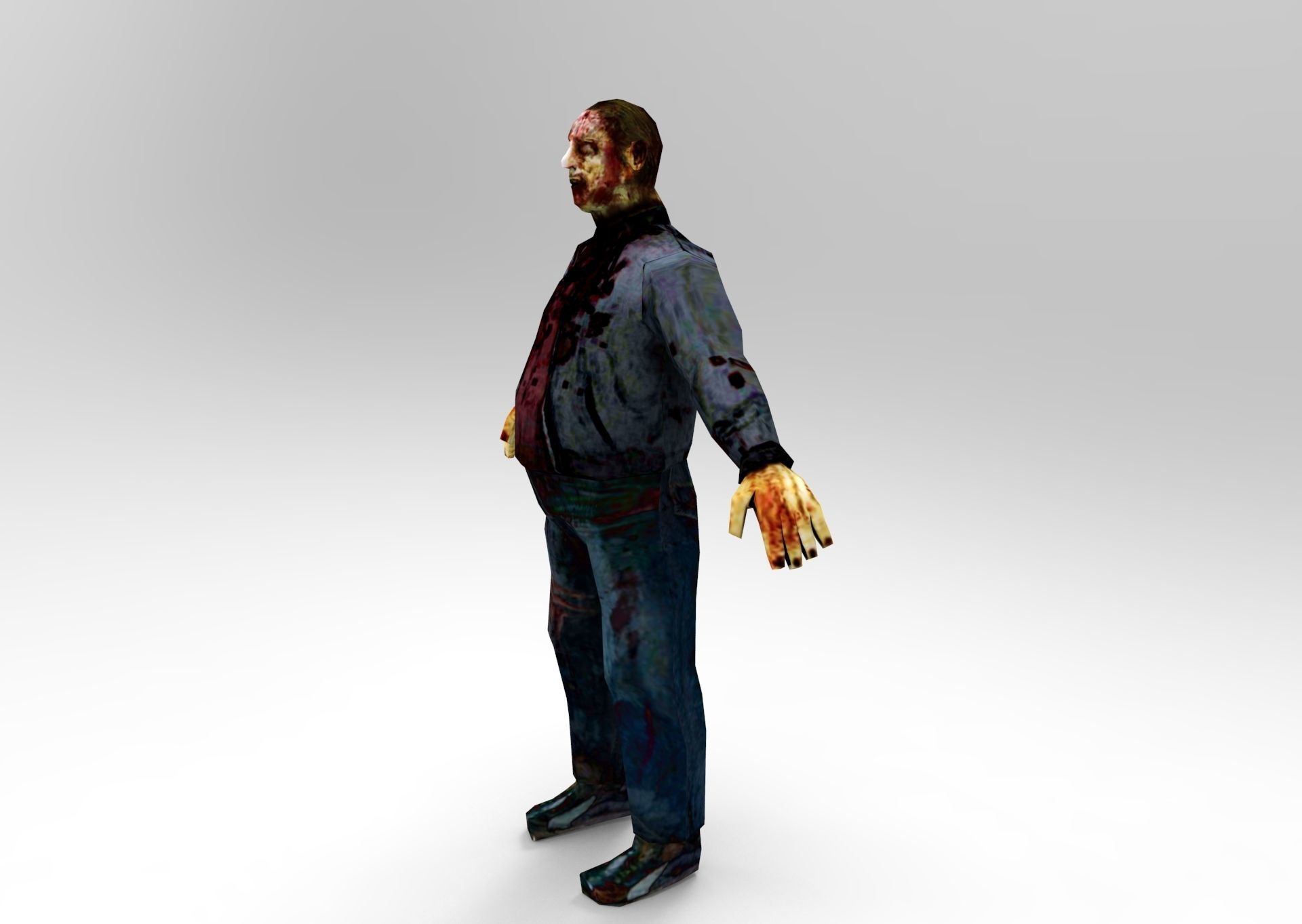 Zombie Male Character Low-poly 3D model_1