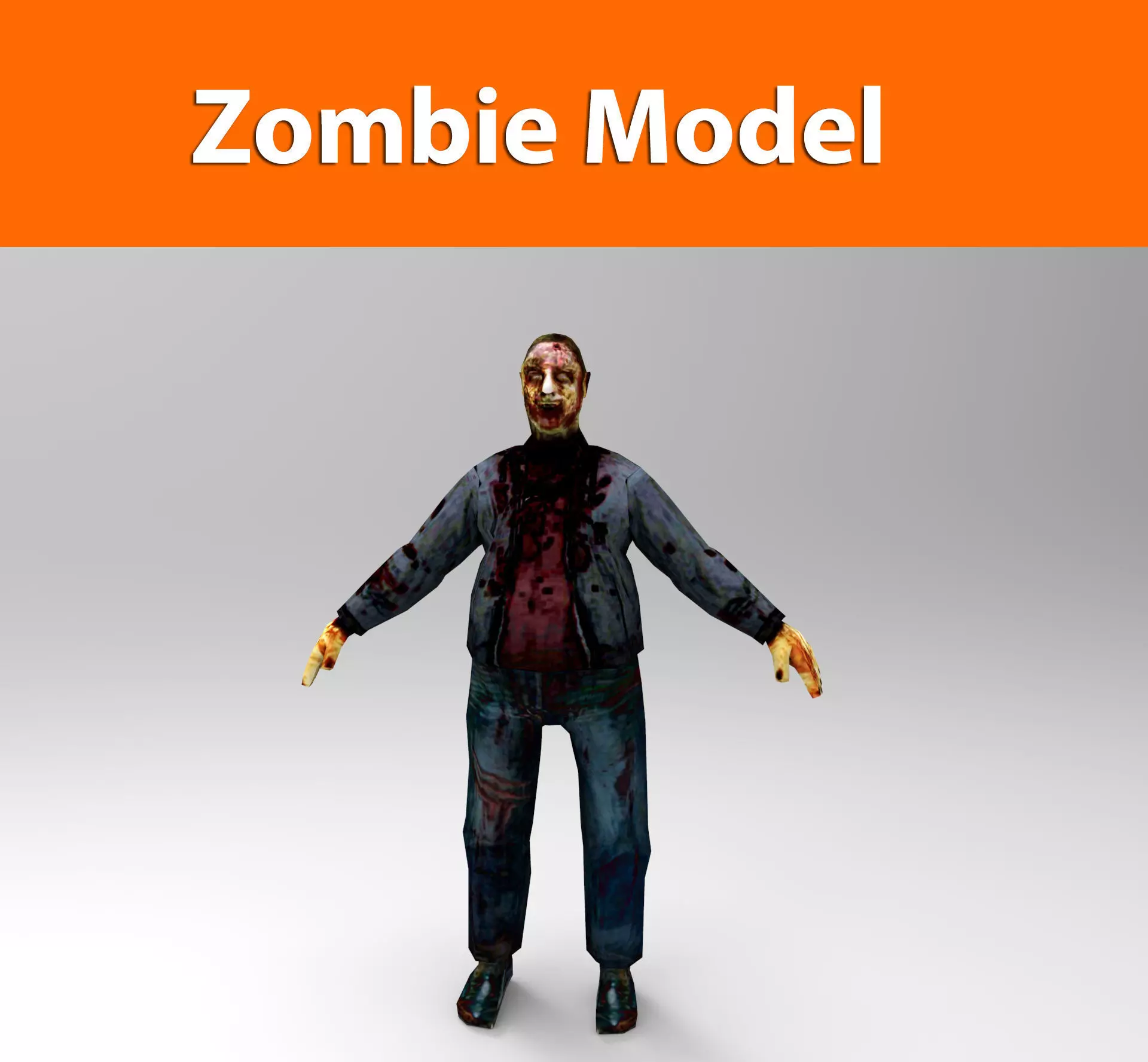 Zombie Male Character Low-poly 3D model_0