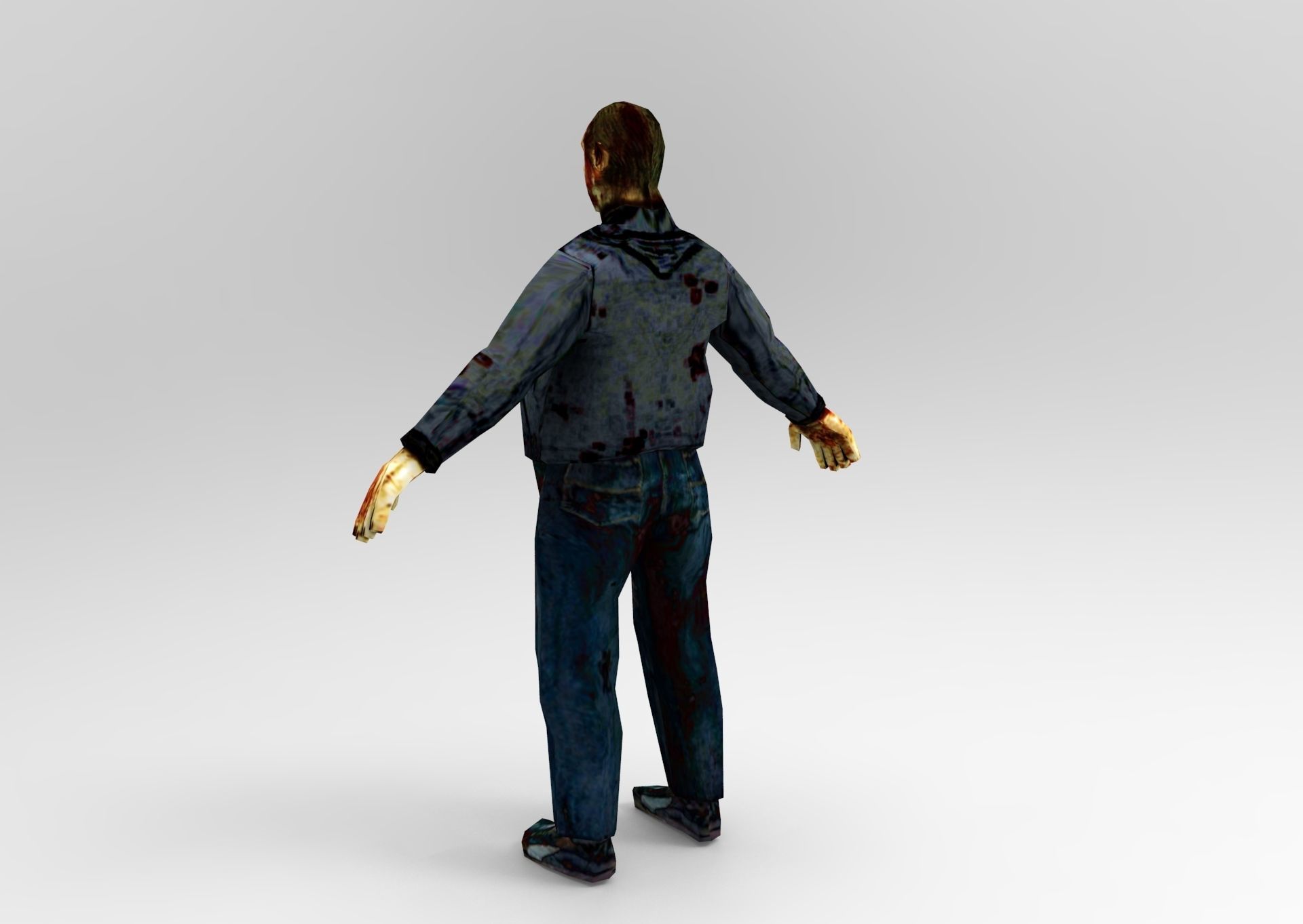 Zombie Male Character Low-poly 3D model_2