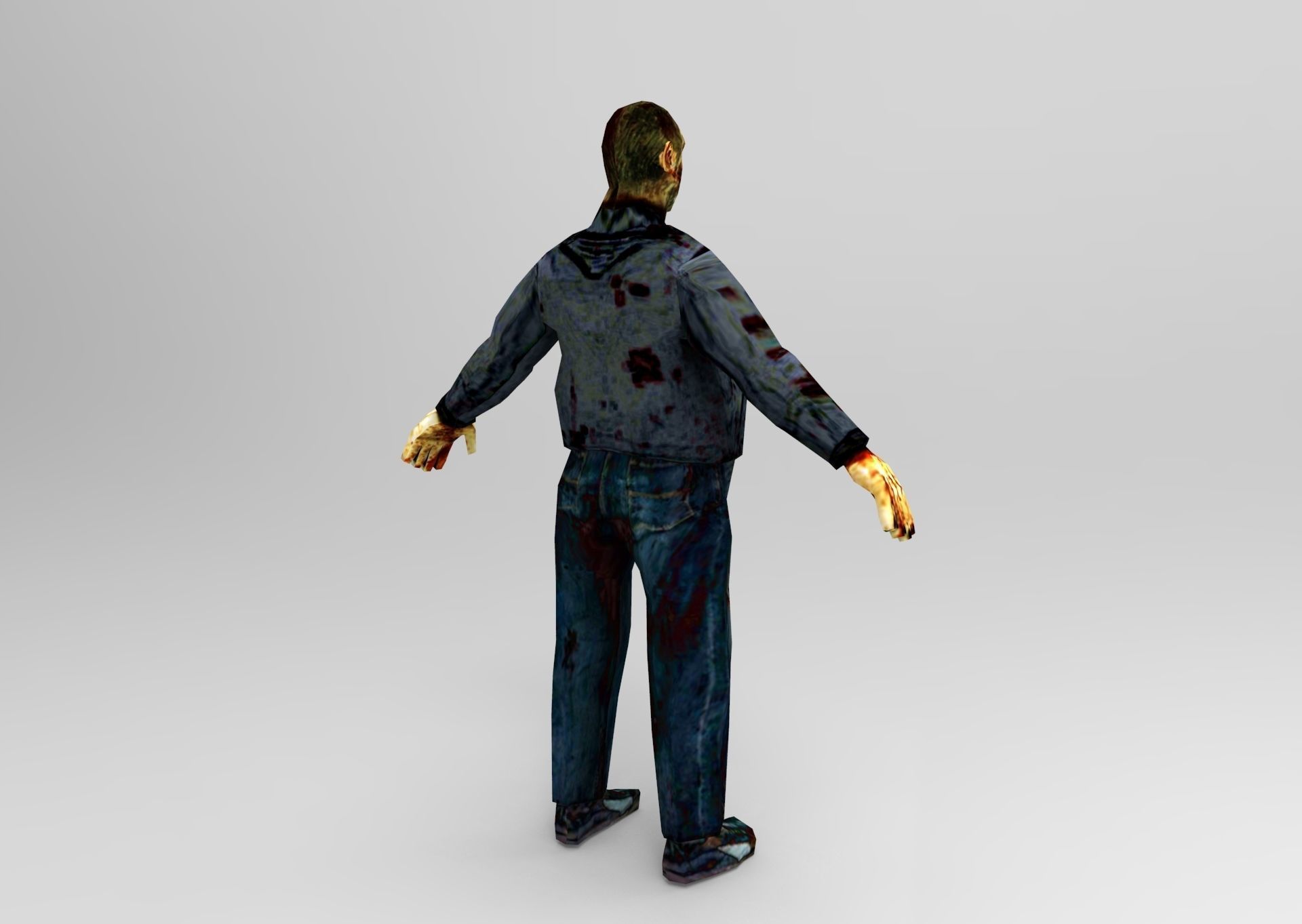Zombie Male Character Low-poly 3D model_3