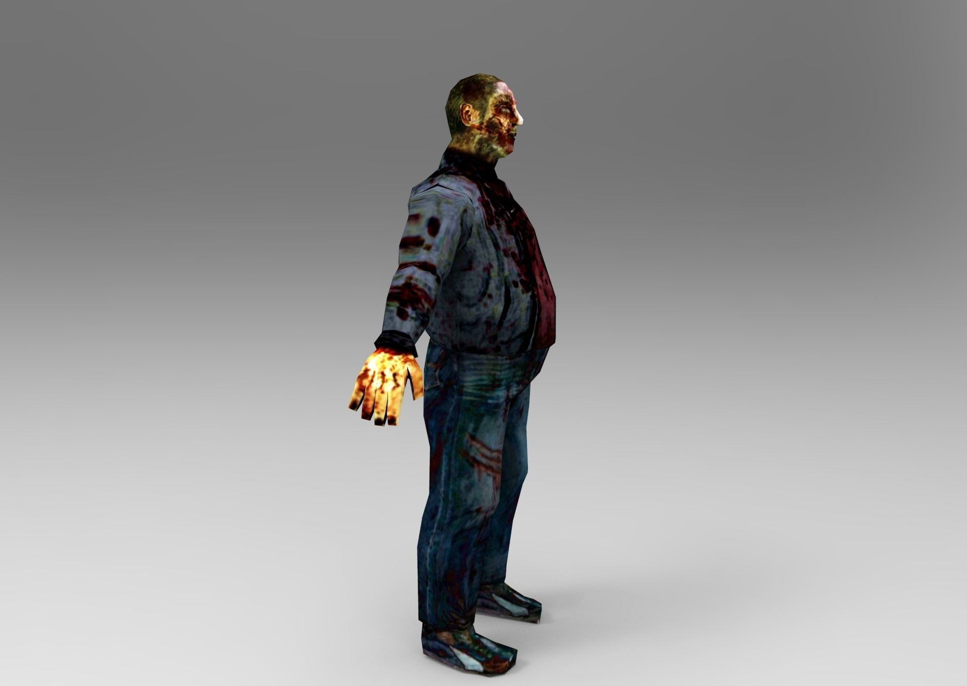 Zombie Male Character Low-poly 3D model_4