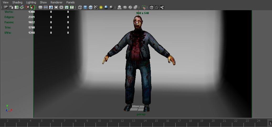 Zombie Male Character Low-poly 3D model_5