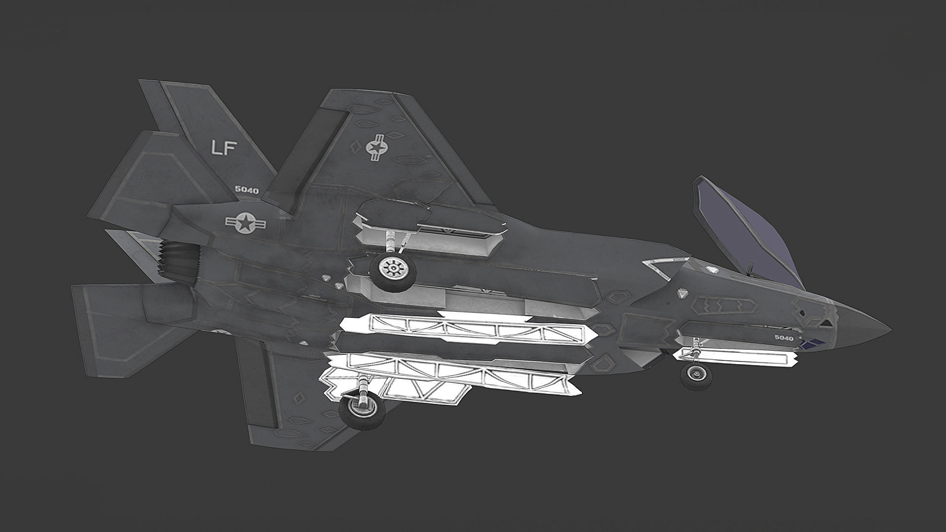 F35 A fighter jet - fighter jet Low-poly 3D model_3