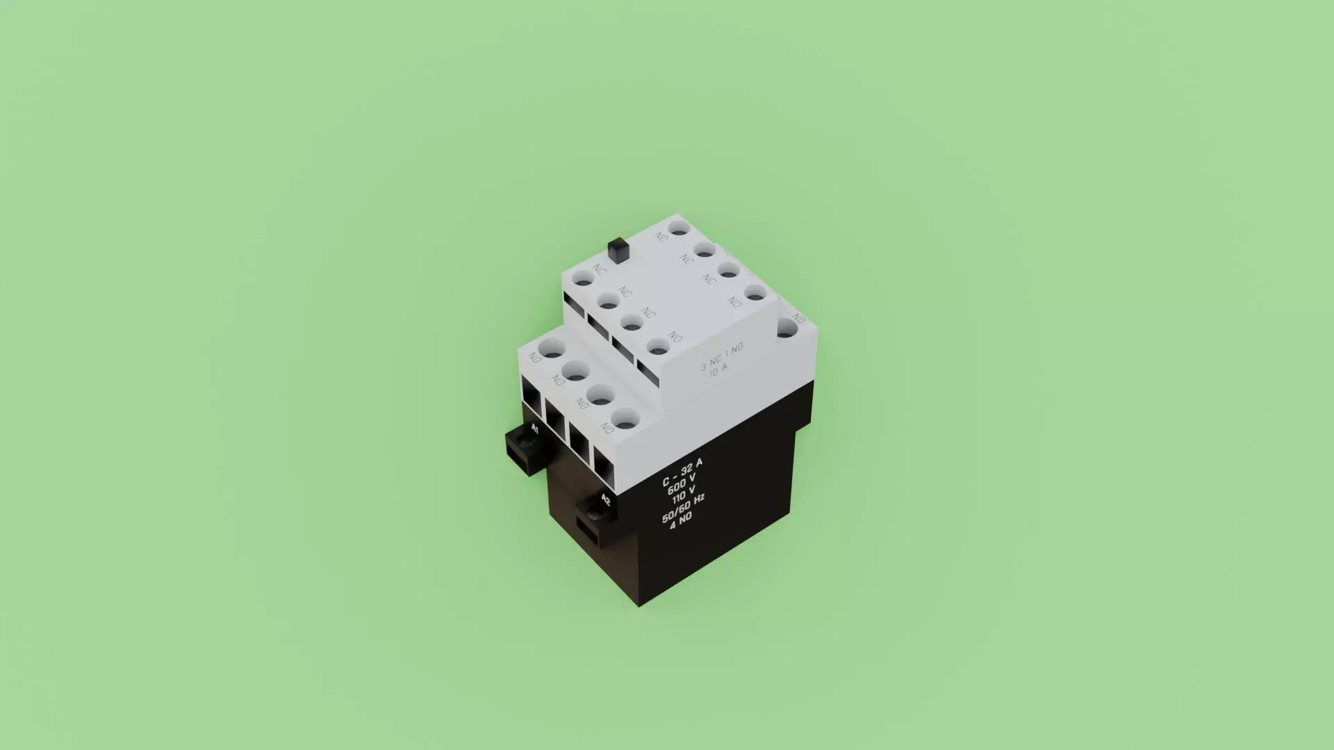 Contactor 3D model electrical switch Low-poly 3D model_0