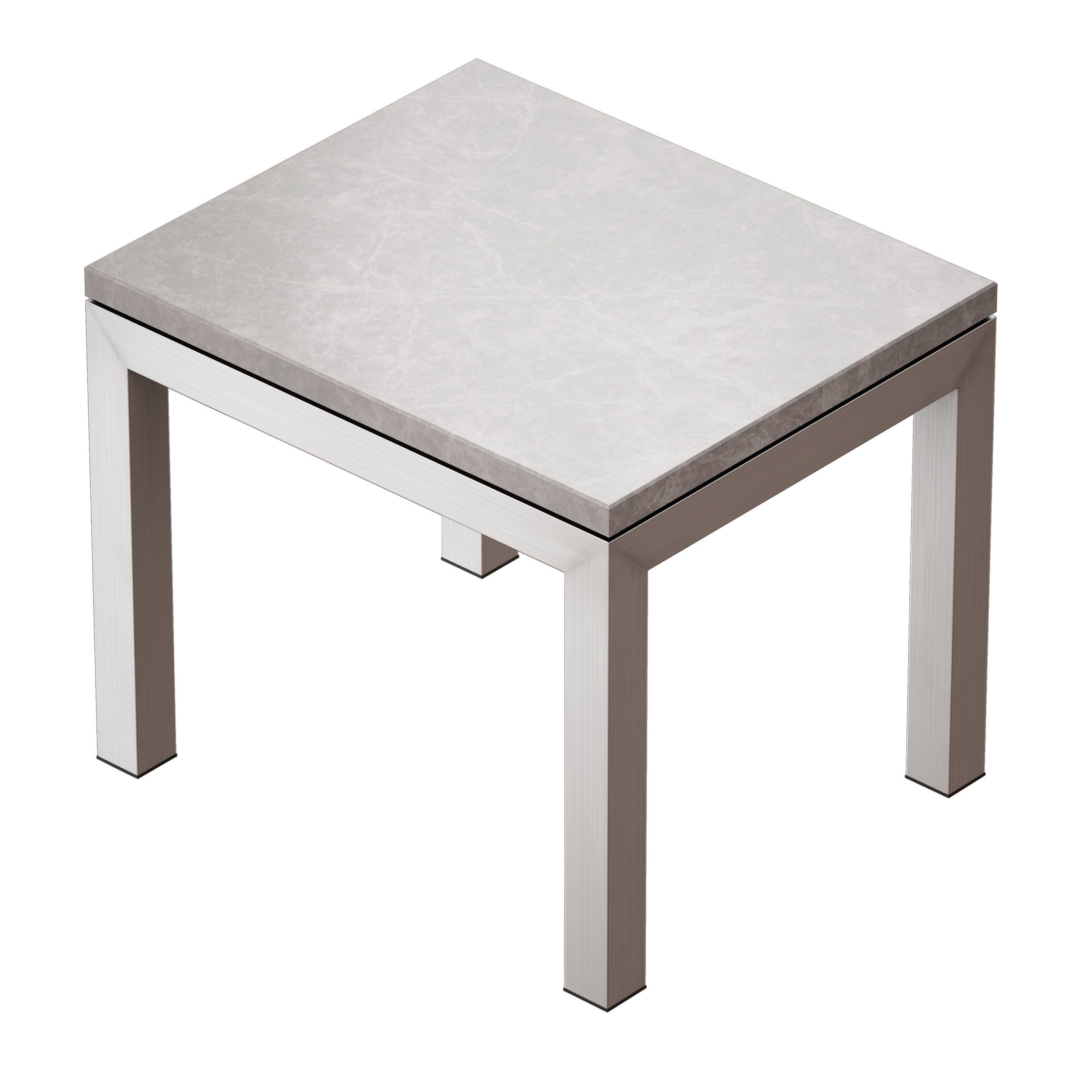 Parsons Grey Marble Top Stainless Steel Base End Table 3D model_4