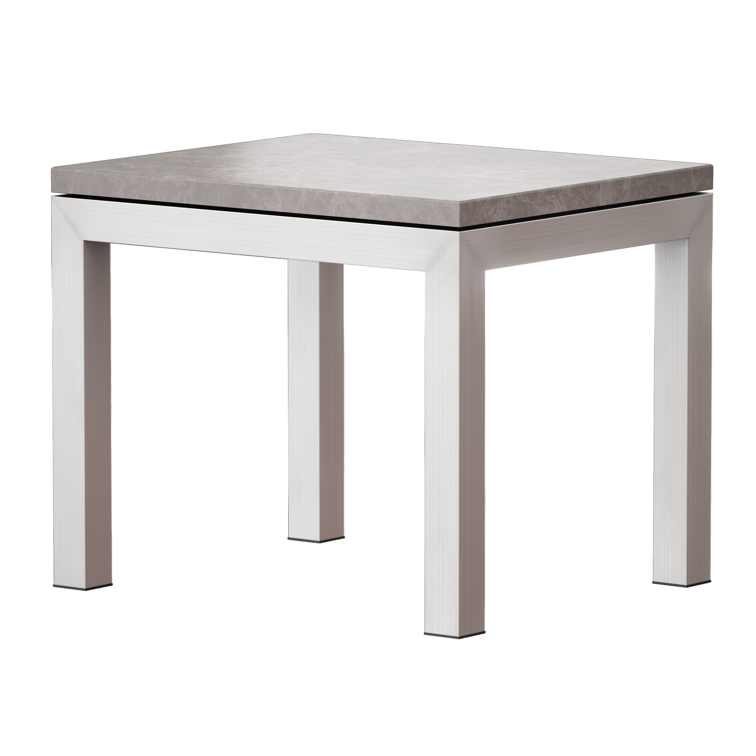 Parsons Grey Marble Top Stainless Steel Base End Table 3D model_7