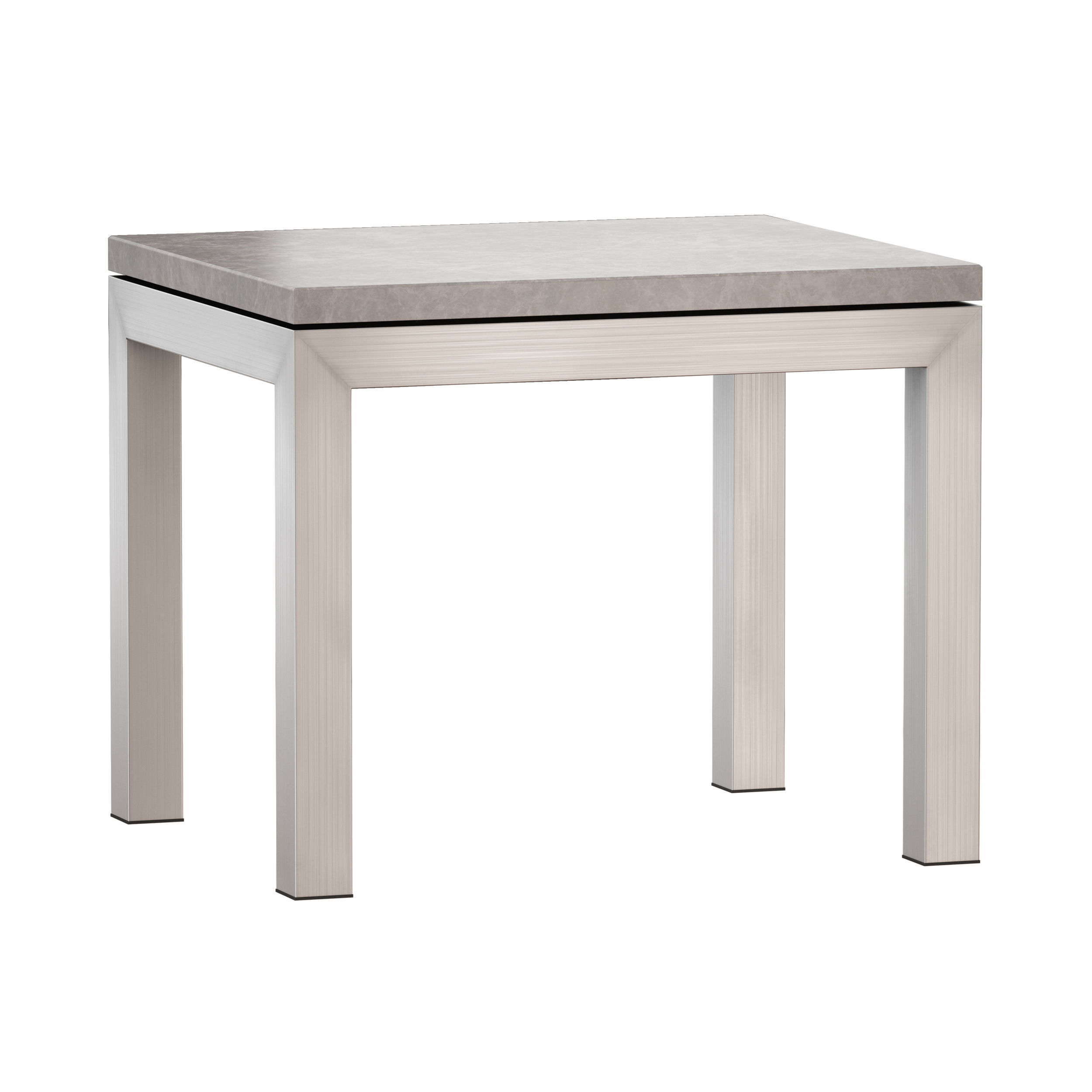 Parsons Grey Marble Top Stainless Steel Base End Table 3D model_1
