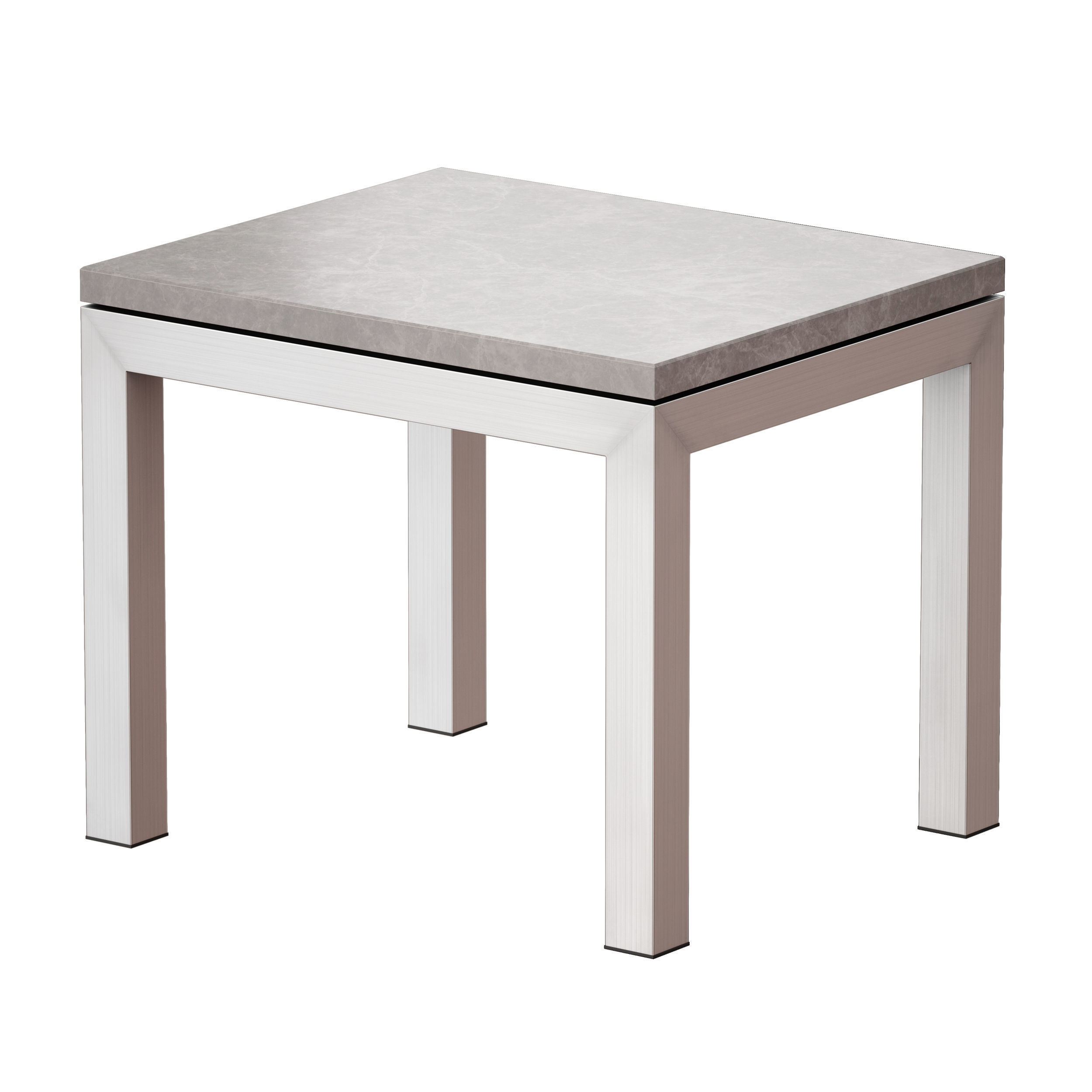 Parsons Grey Marble Top Stainless Steel Base End Table 3D model_3