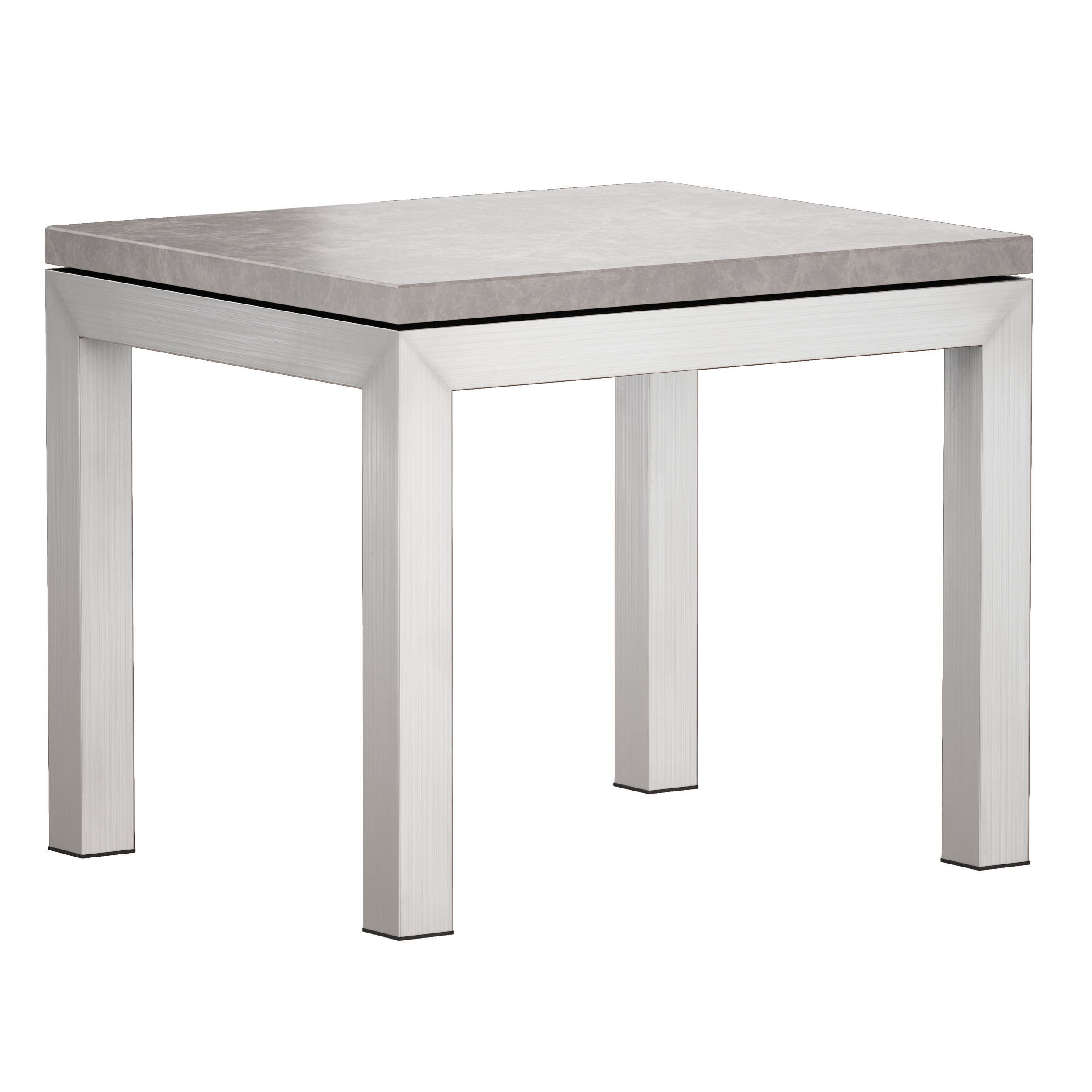 Parsons Grey Marble Top Stainless Steel Base End Table 3D model_6