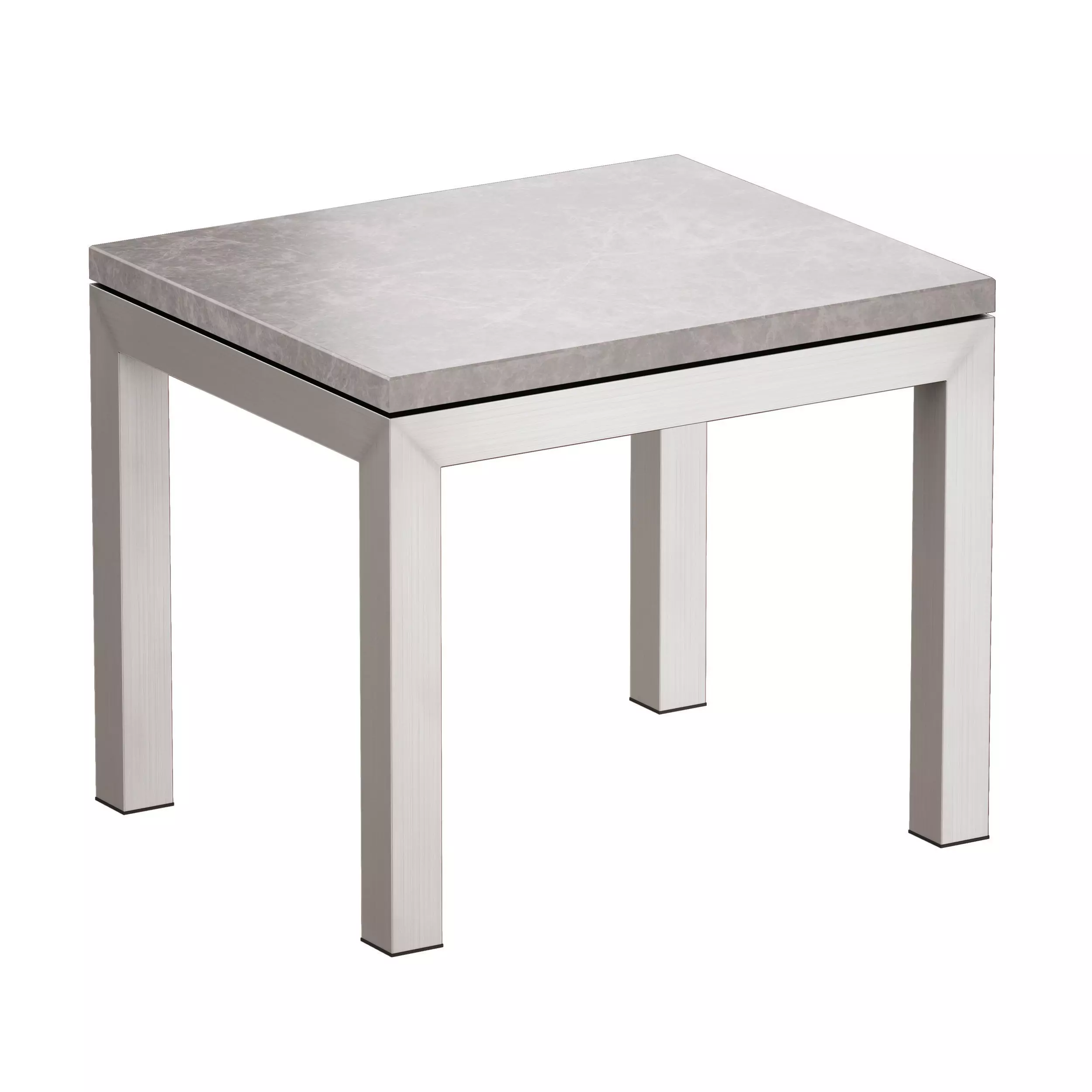 Parsons Grey Marble Top Stainless Steel Base End Table 3D model_0