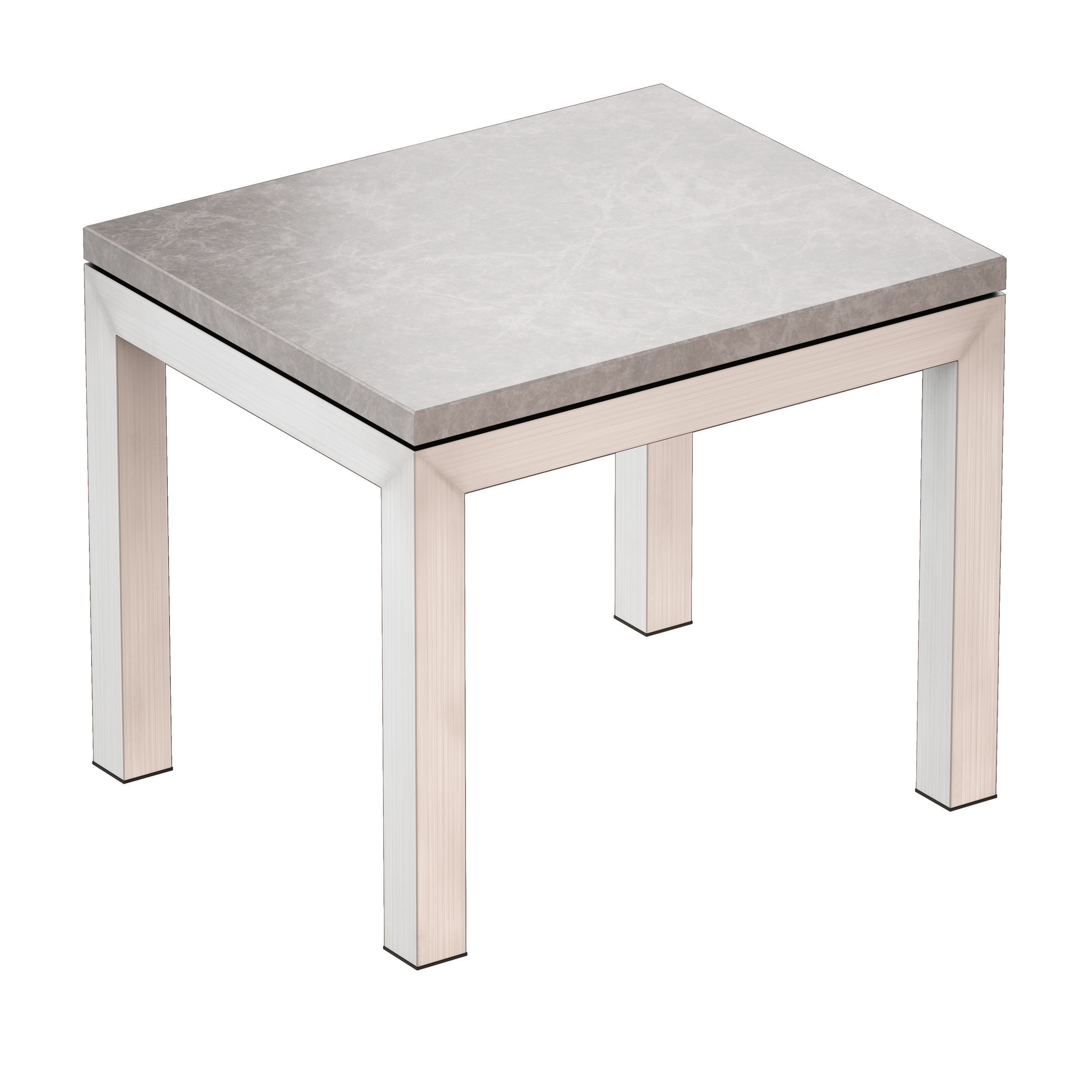 Parsons Grey Marble Top Stainless Steel Base End Table 3D model_5