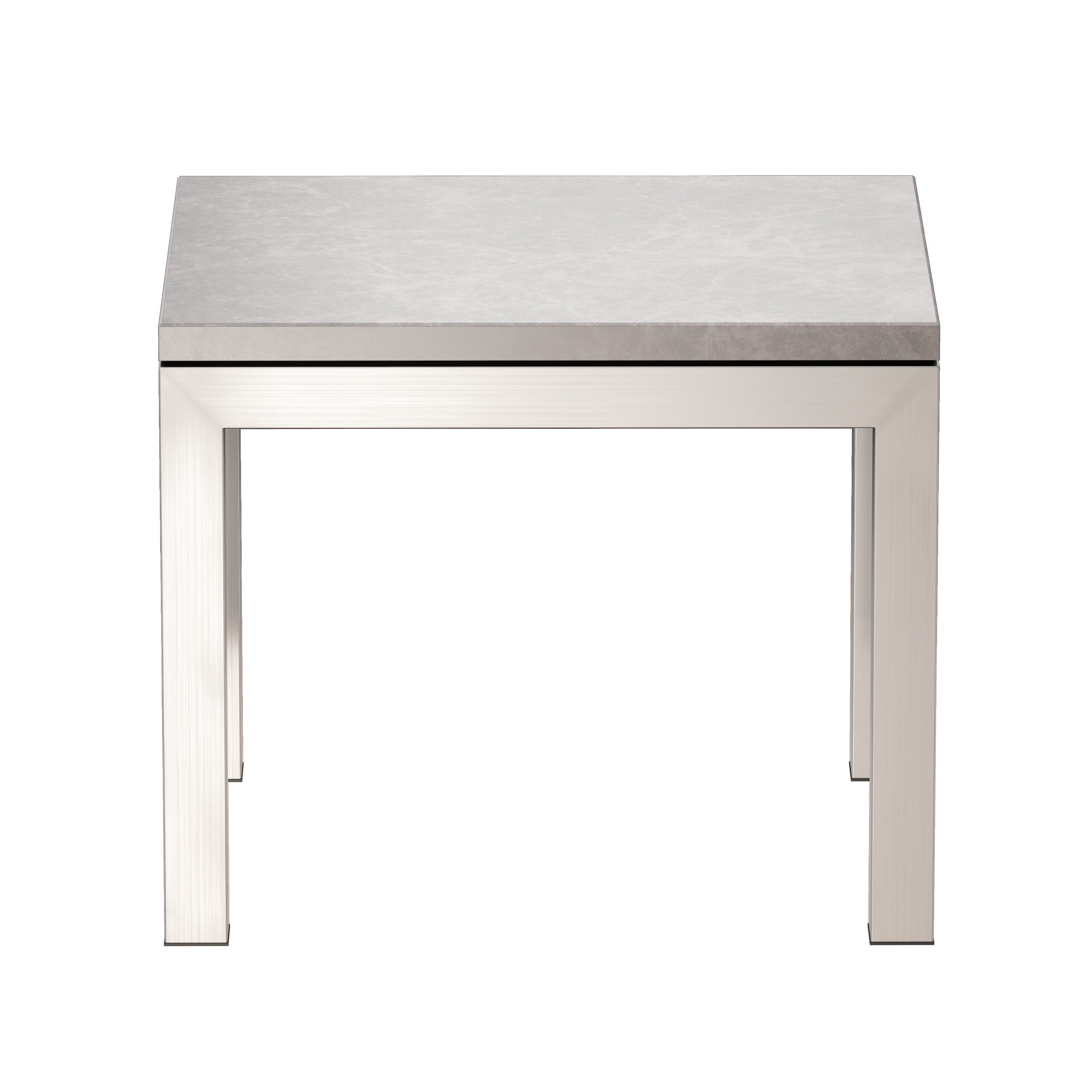 Parsons Grey Marble Top Stainless Steel Base End Table 3D model_2