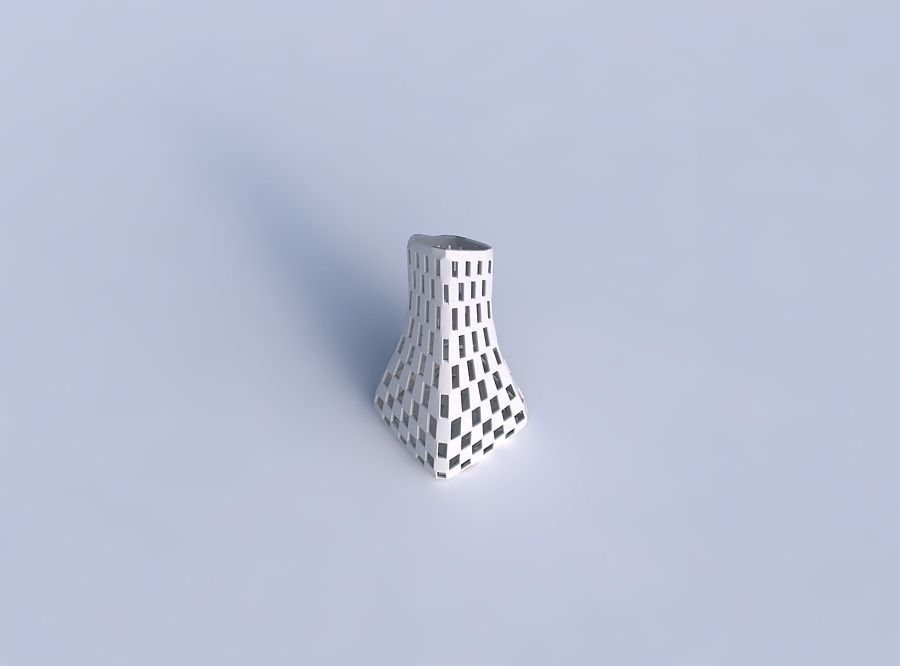 Vase squeezed and bent rectangle 2 with checker grid lattice 3D print model_1
