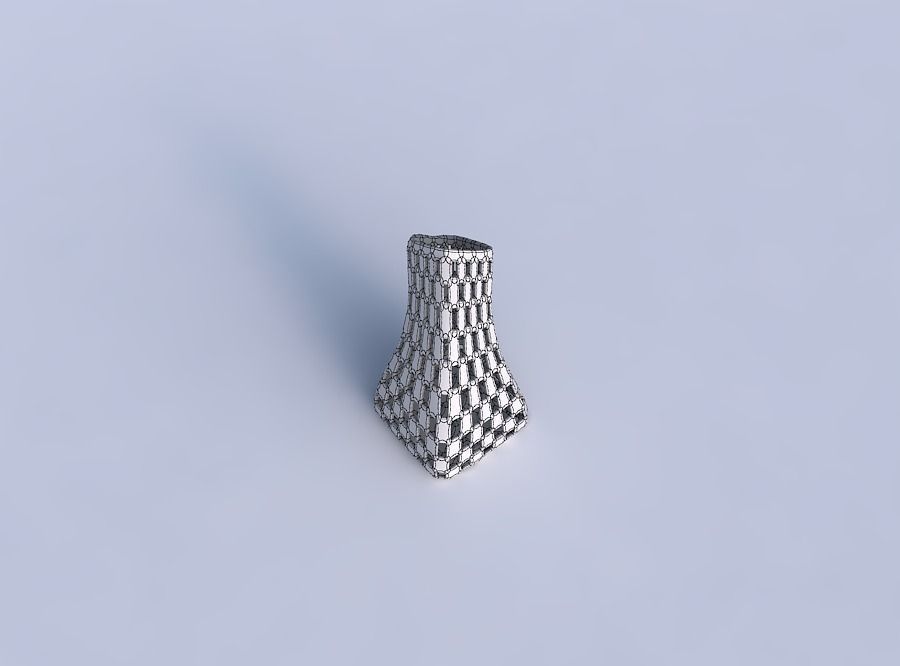 Vase squeezed and bent rectangle 2 with checker grid lattice 3D print model_6