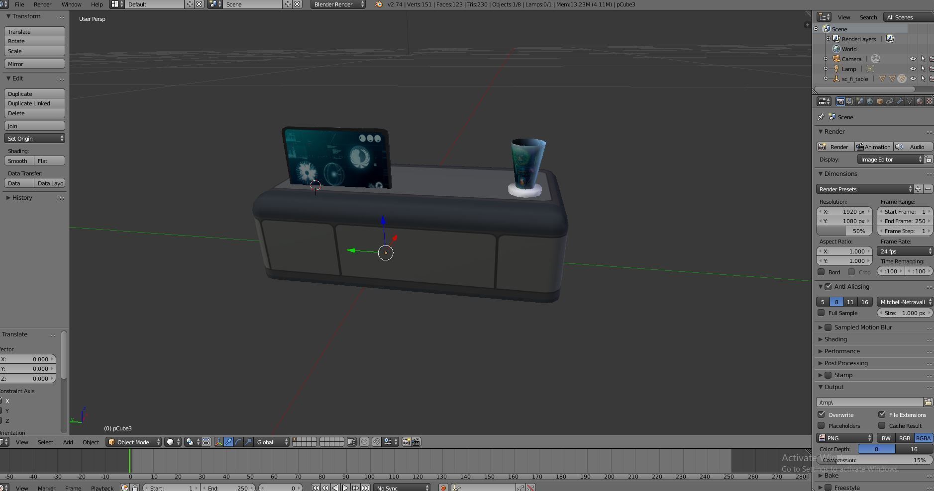 Sci Fi Hologram Table Low-poly 3D model_15