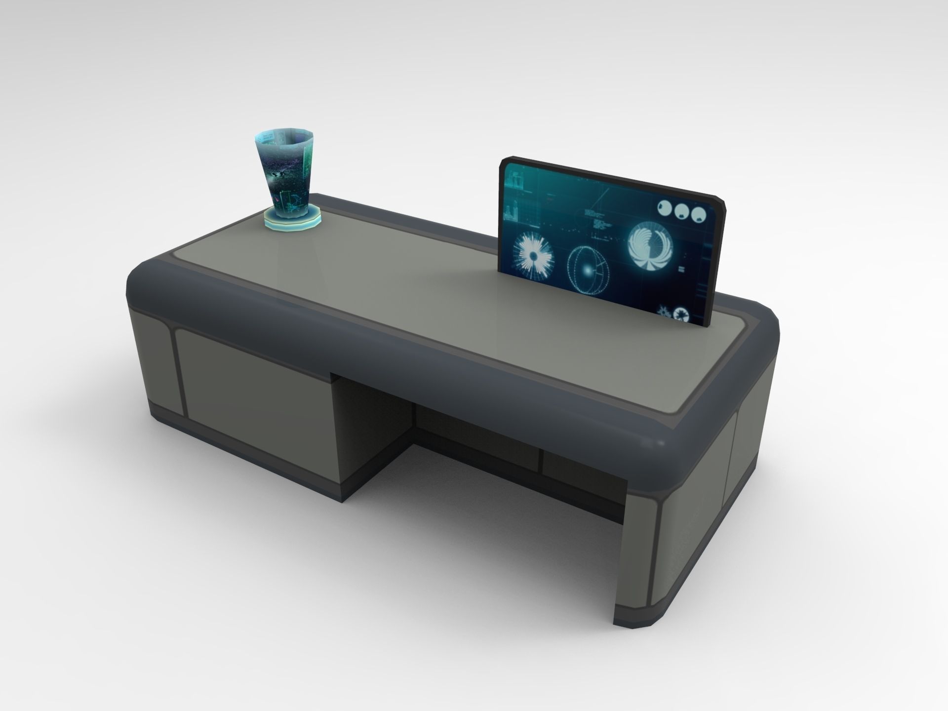 Sci Fi Hologram Table Low-poly 3D model_2
