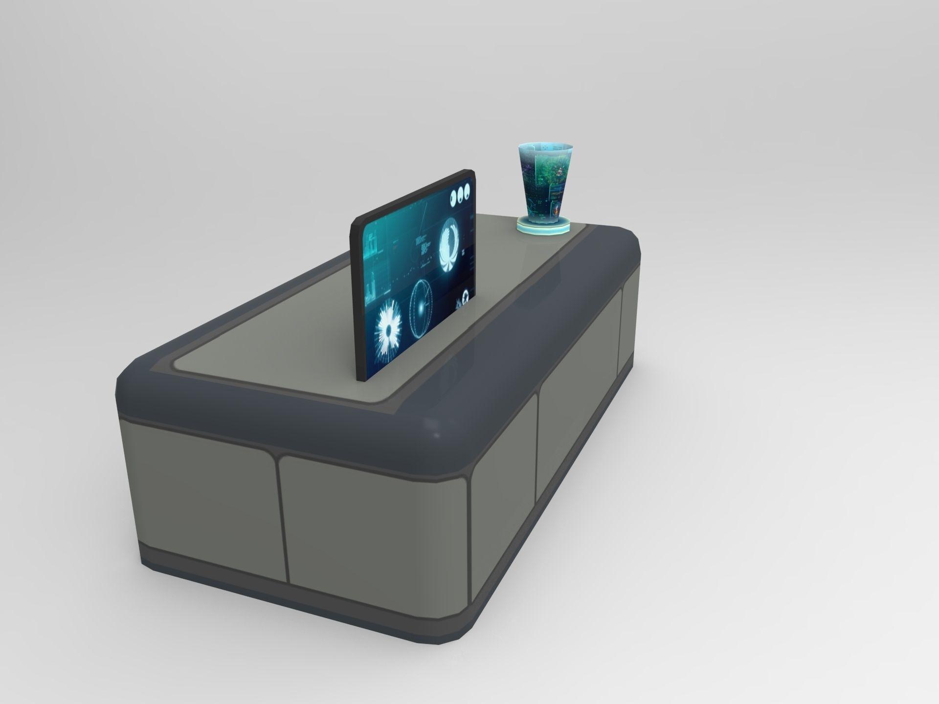 Sci Fi Hologram Table Low-poly 3D model_4