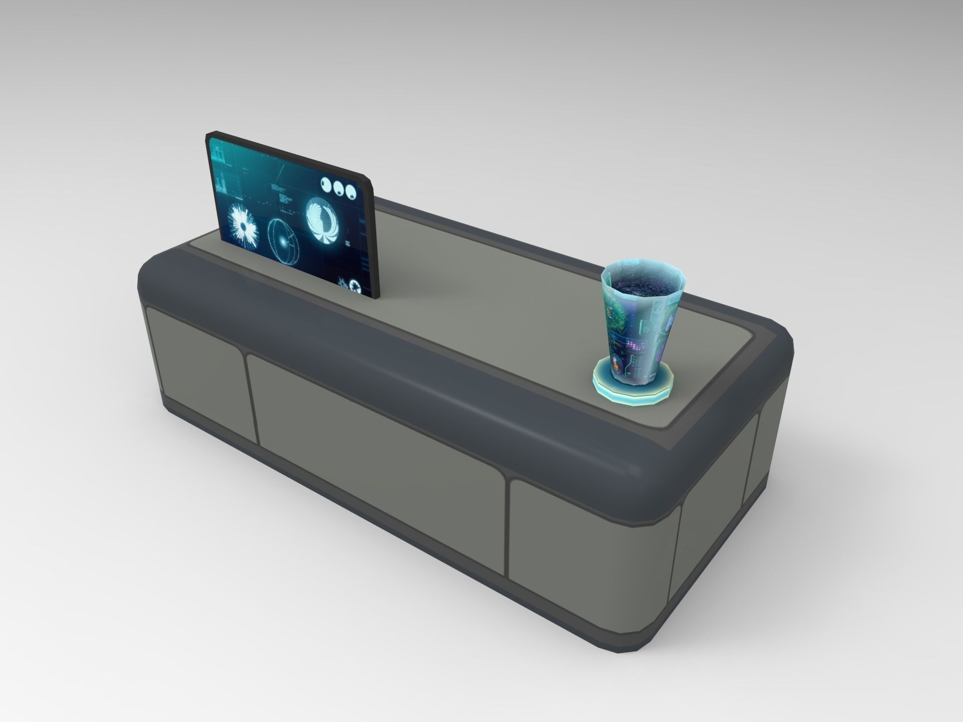 Sci Fi Hologram Table Low-poly 3D model_6