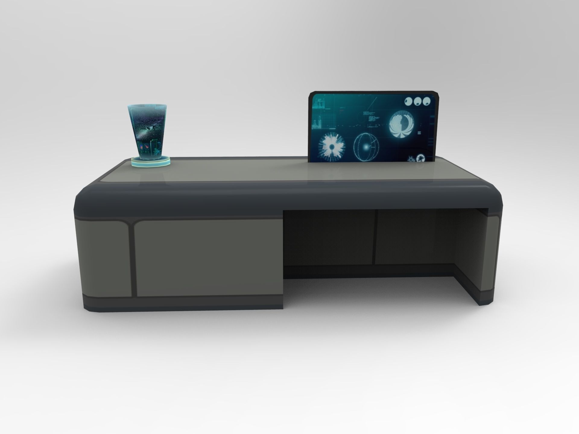 Sci Fi Hologram Table Low-poly 3D model_1