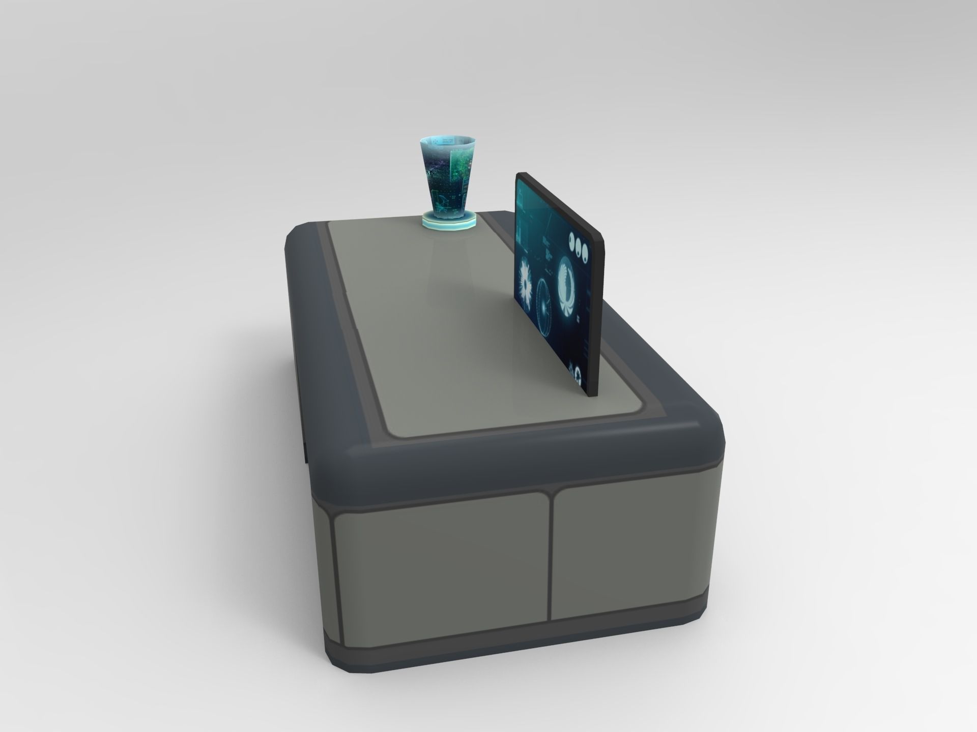 Sci Fi Hologram Table Low-poly 3D model_3