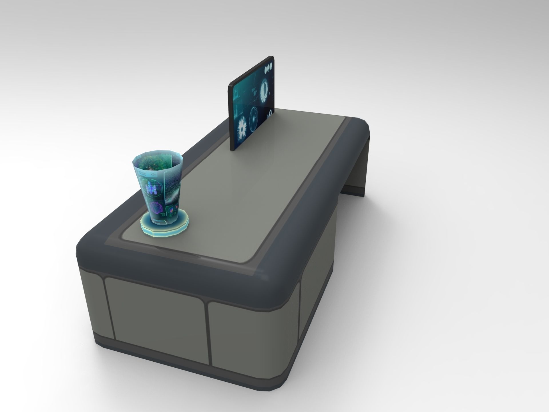 Sci Fi Hologram Table Low-poly 3D model_7