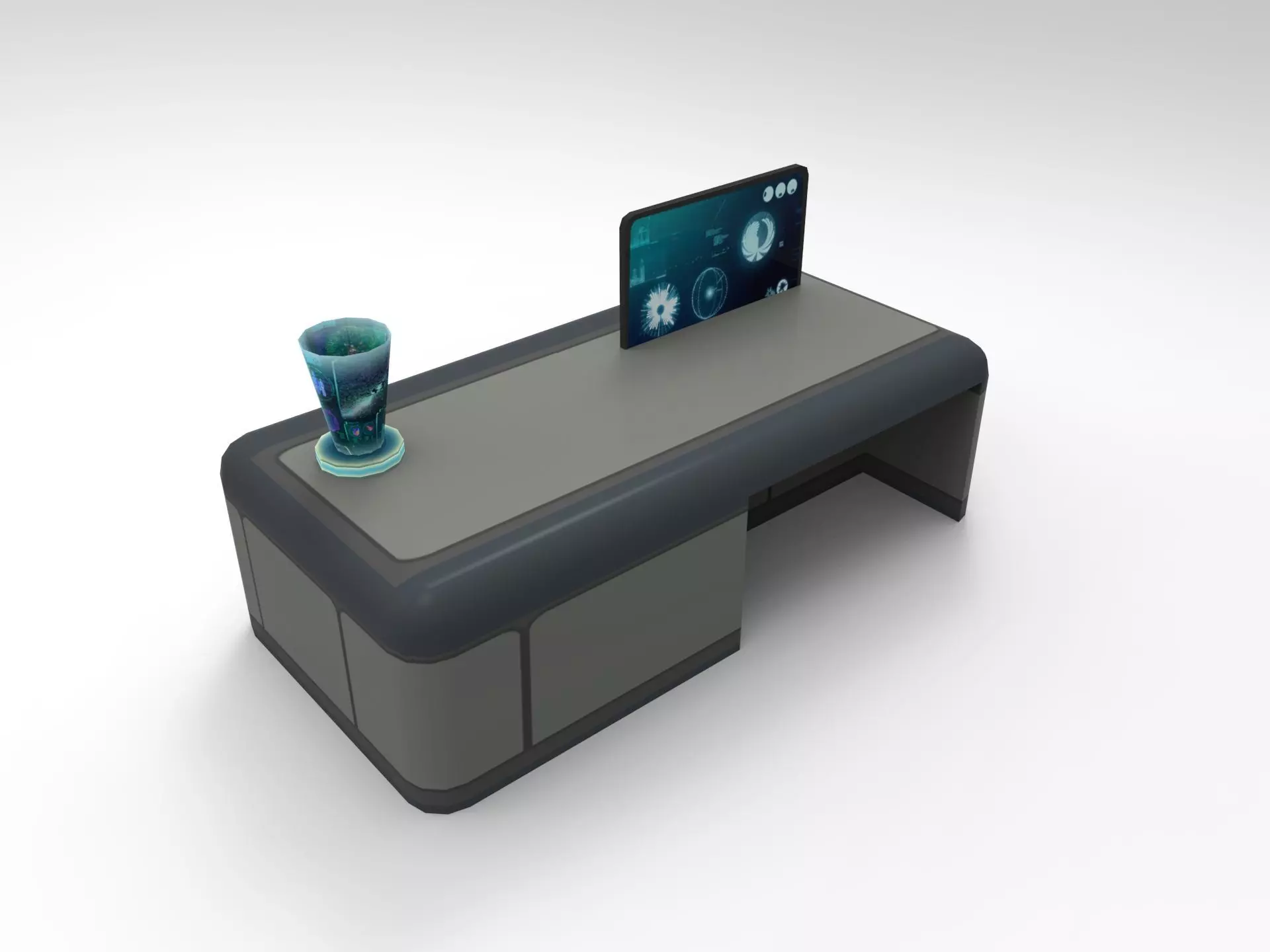Sci Fi Hologram Table Low-poly 3D model_0
