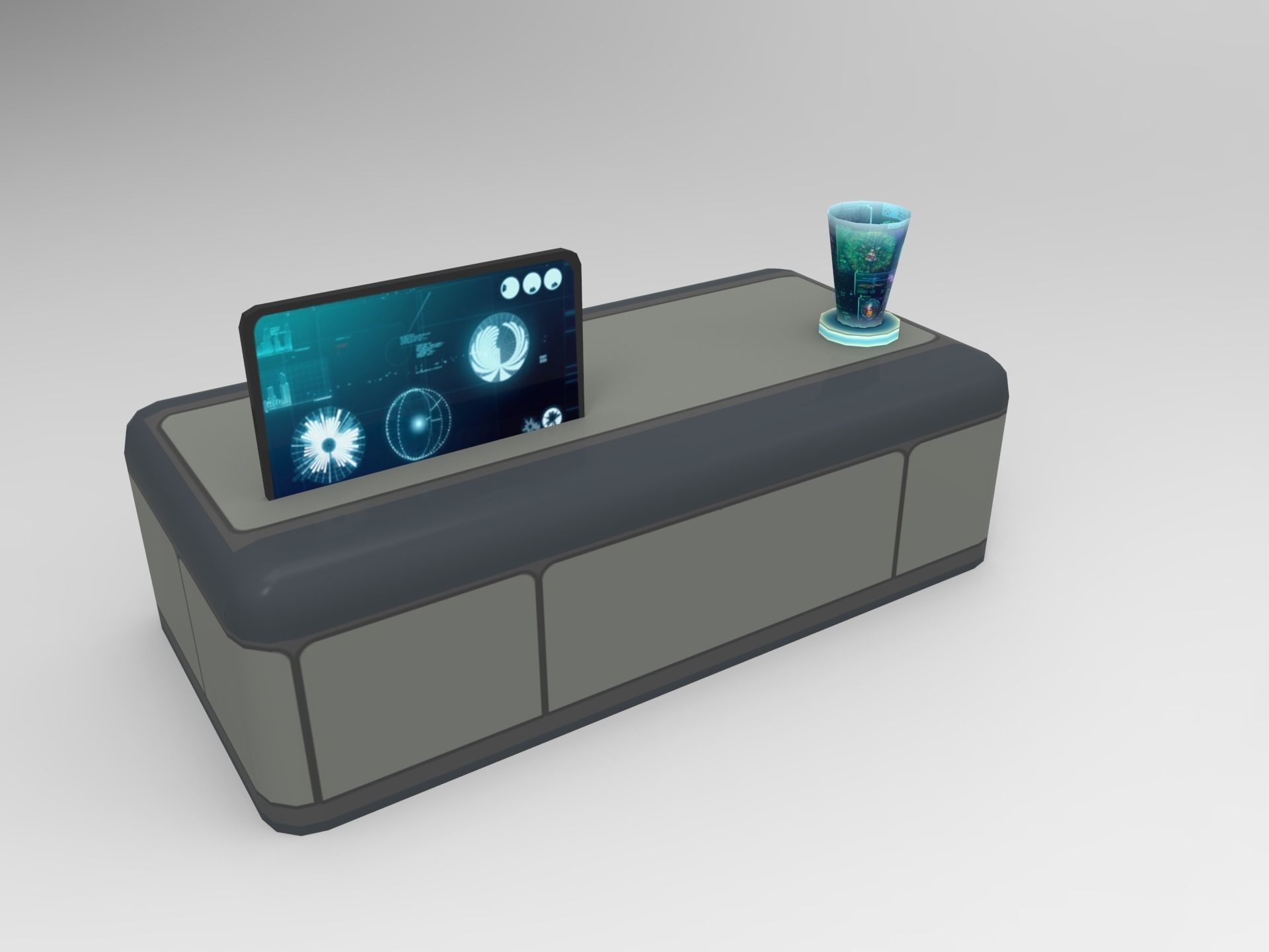 Sci Fi Hologram Table Low-poly 3D model_5