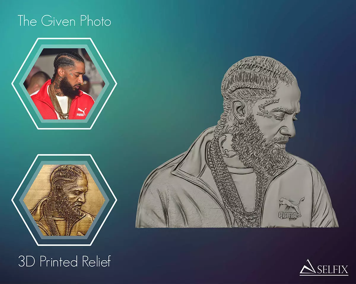 3D Relief sculpture of Nipsey Hussle  3D print model  3D print model_0