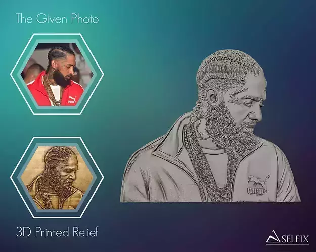 3D Relief sculpture of Nipsey Hussle  3D print model  3D print model