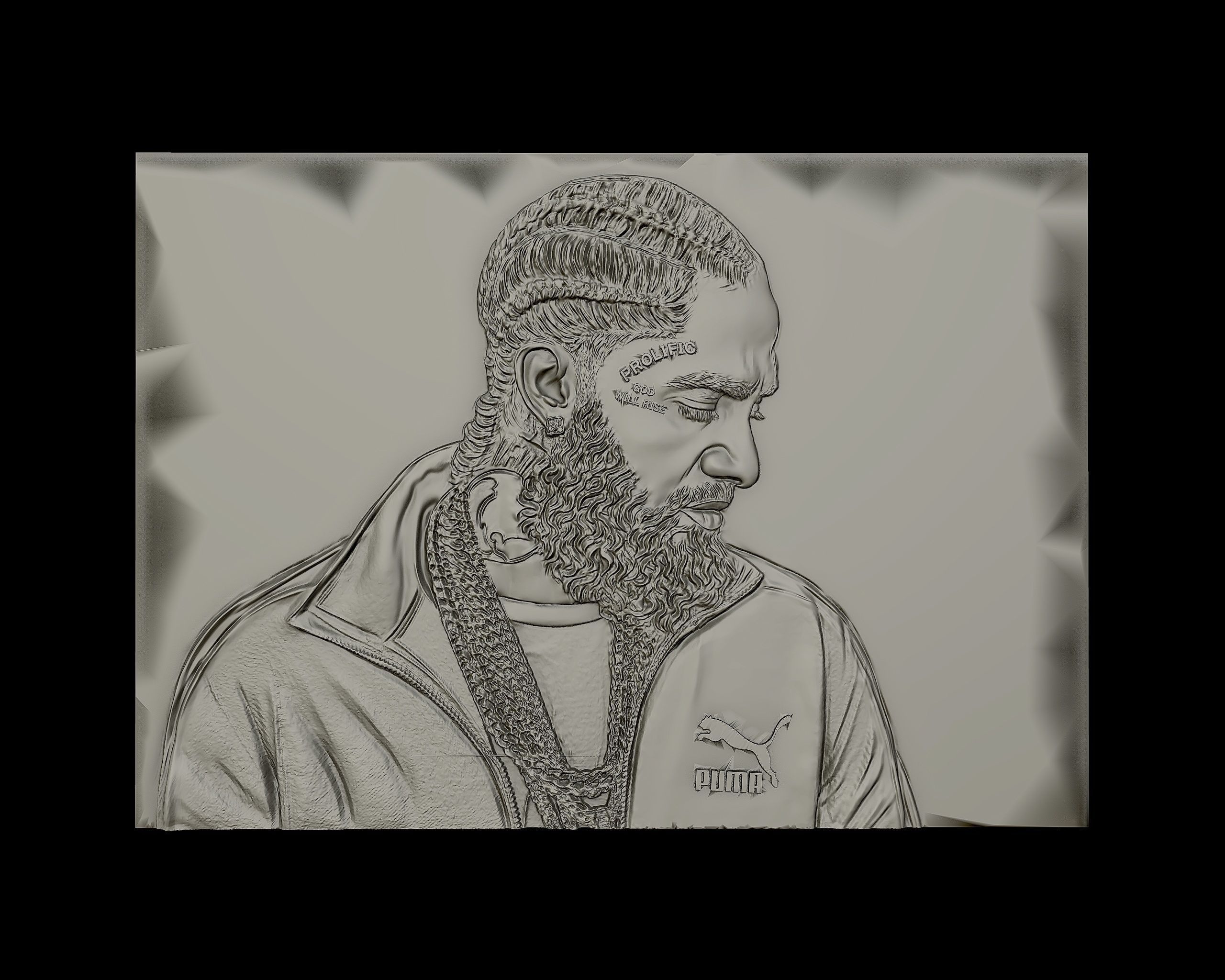 3D Relief sculpture of Nipsey Hussle  3D print model  3D print model_4