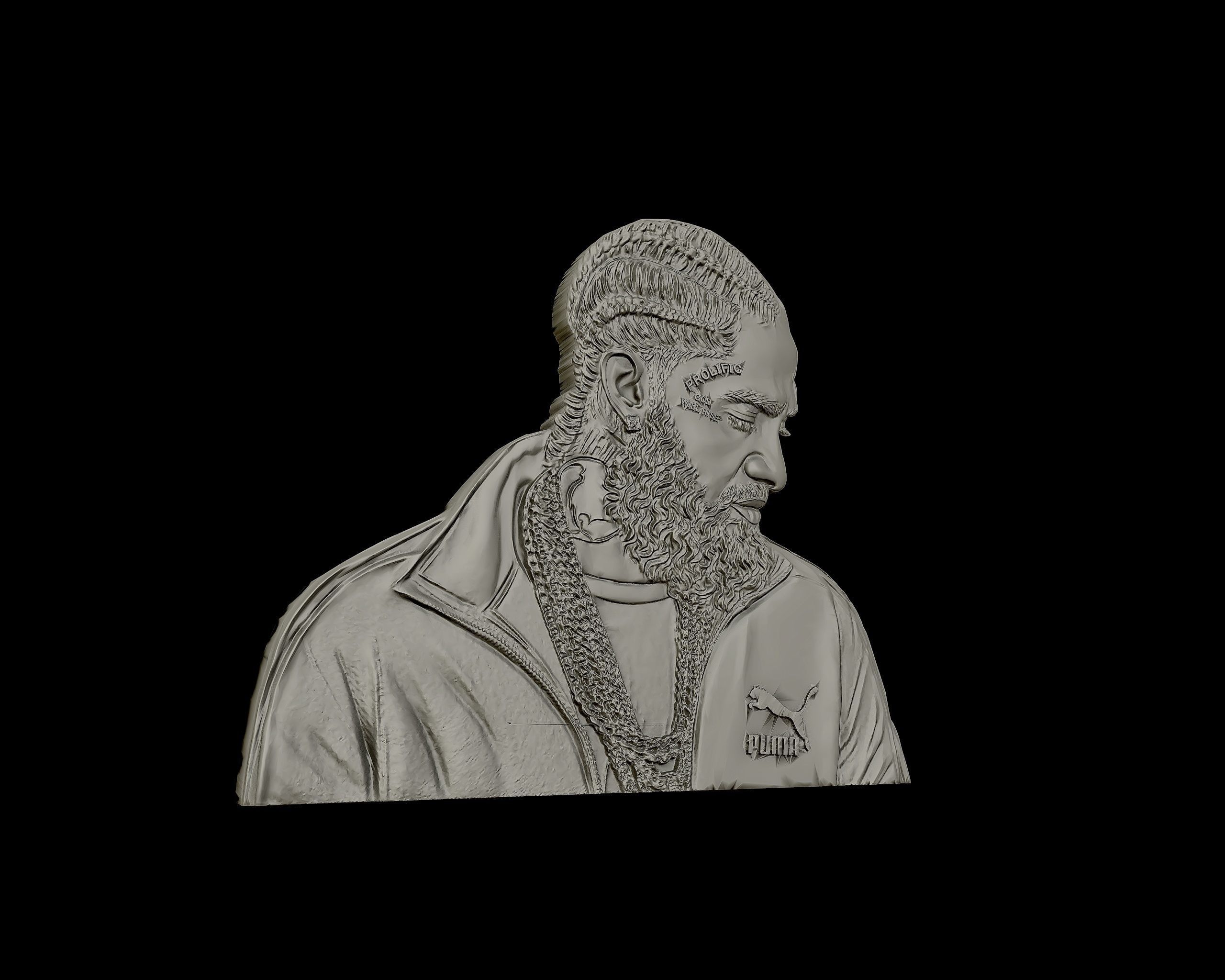 3D Relief sculpture of Nipsey Hussle  3D print model  3D print model_8