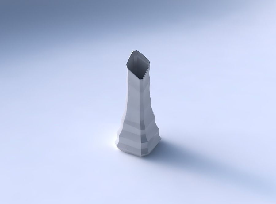 Vase squeezed and bent rectangle 2 with curved creases 3D print model_3