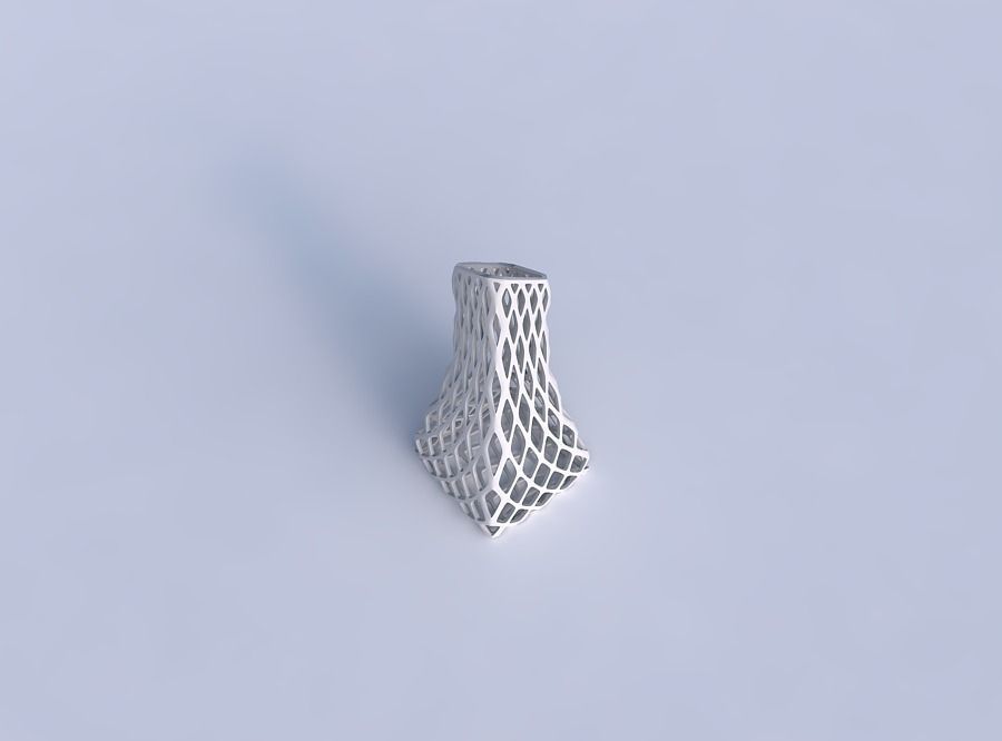 Vase squeezed and bent rectangle 2 with diagonal grid lattice 3D print model_1
