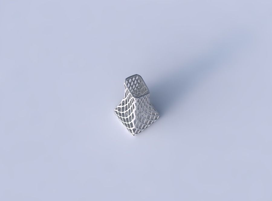Vase squeezed and bent rectangle 2 with diagonal grid lattice 3D print model_2