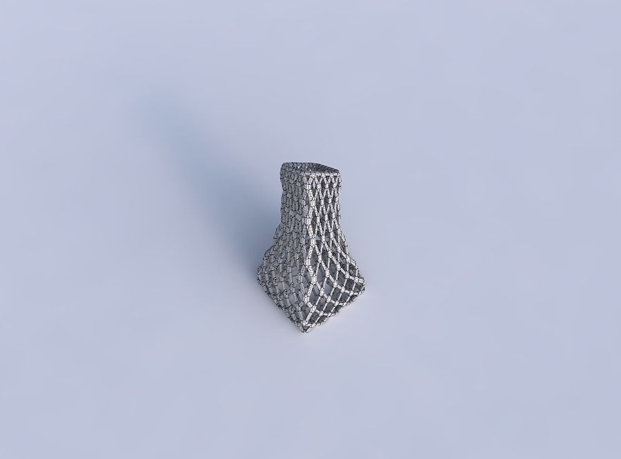 Vase squeezed and bent rectangle 2 with diagonal grid lattice 3D print model_6
