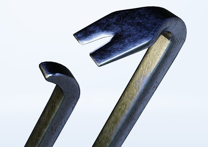 Crowbar metal hook Low-poly 3D model