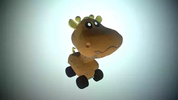 Animated wooden and plastic giraffe toy