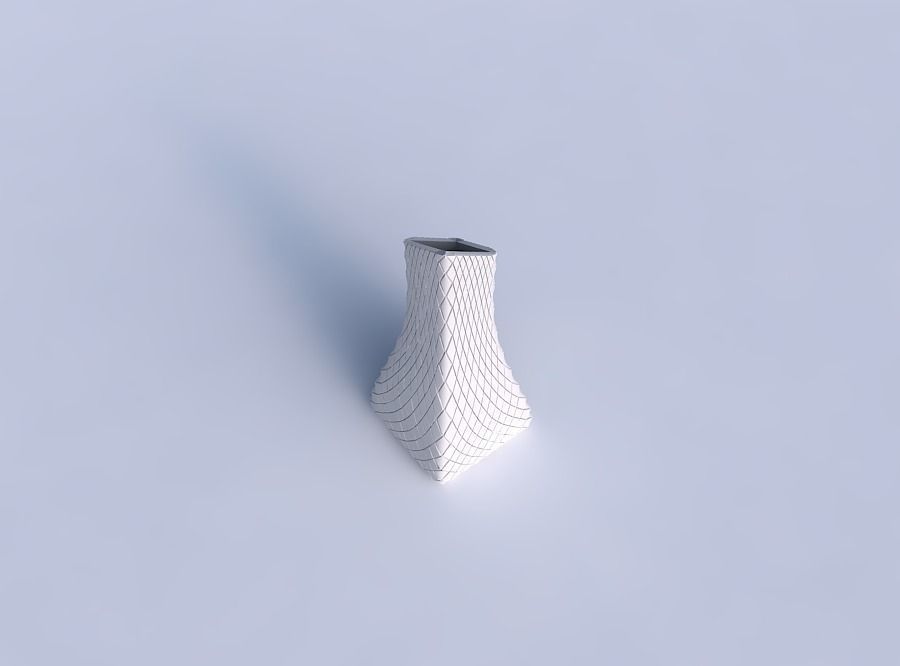 Vase squeezed and bent rectangle 2 with diagonal grid plates 3D print model_1