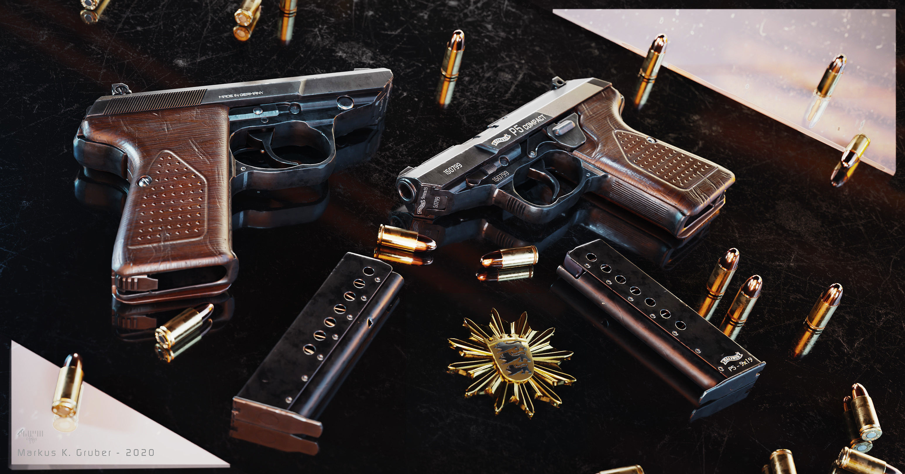 Walther P5 Compact Low-poly 3D model_1