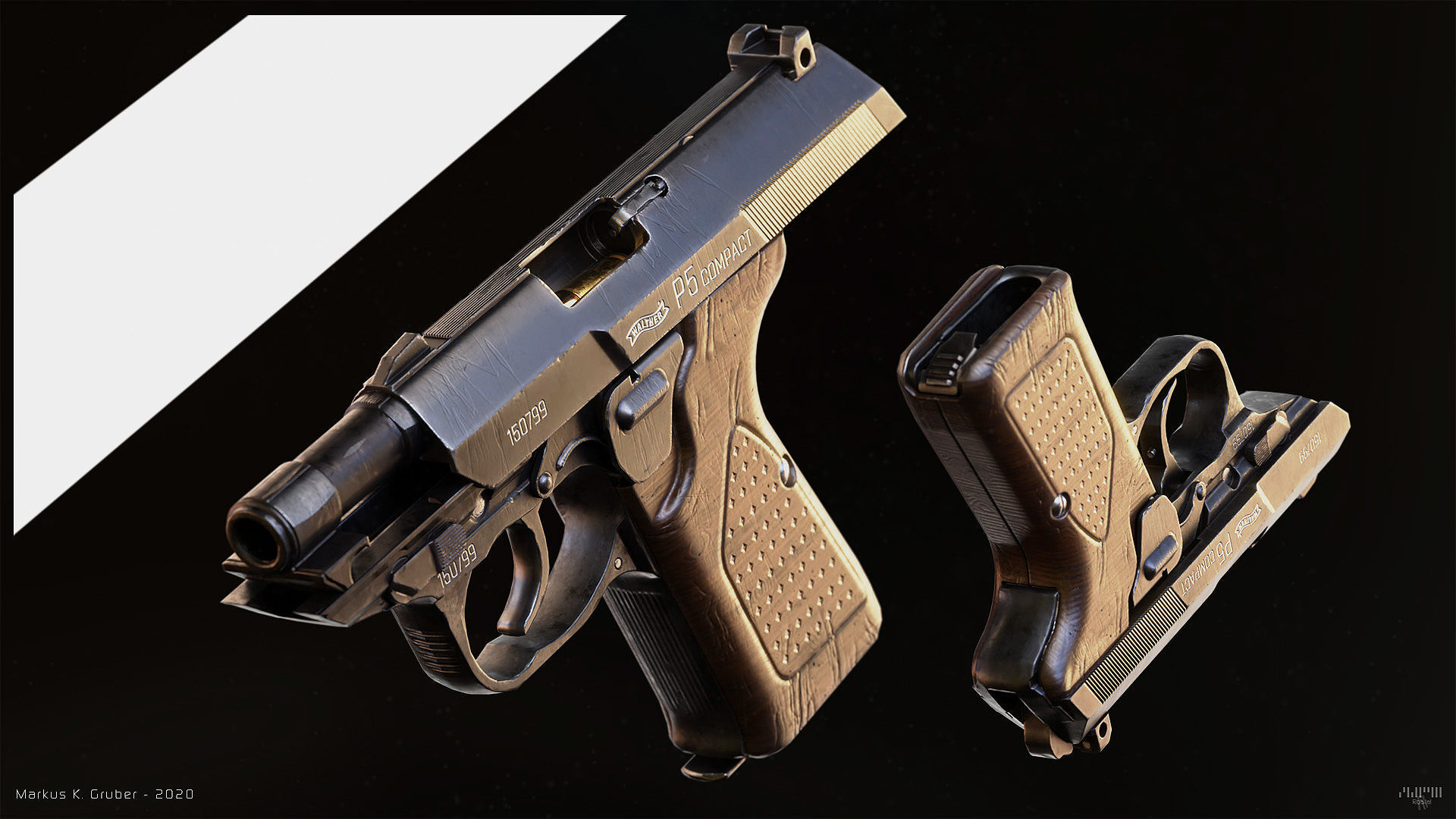 Walther P5 Compact Low-poly 3D model_3