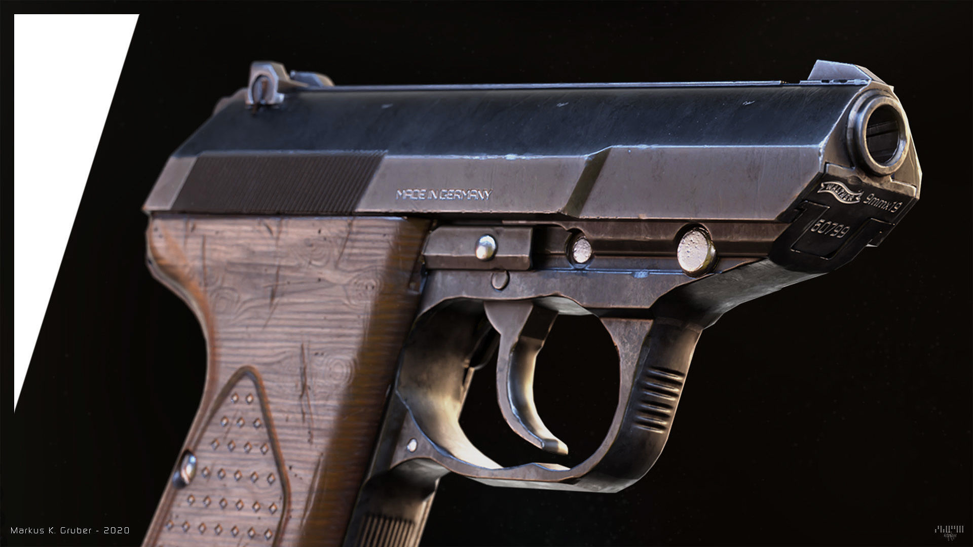 Walther P5 Compact Low-poly 3D model_2