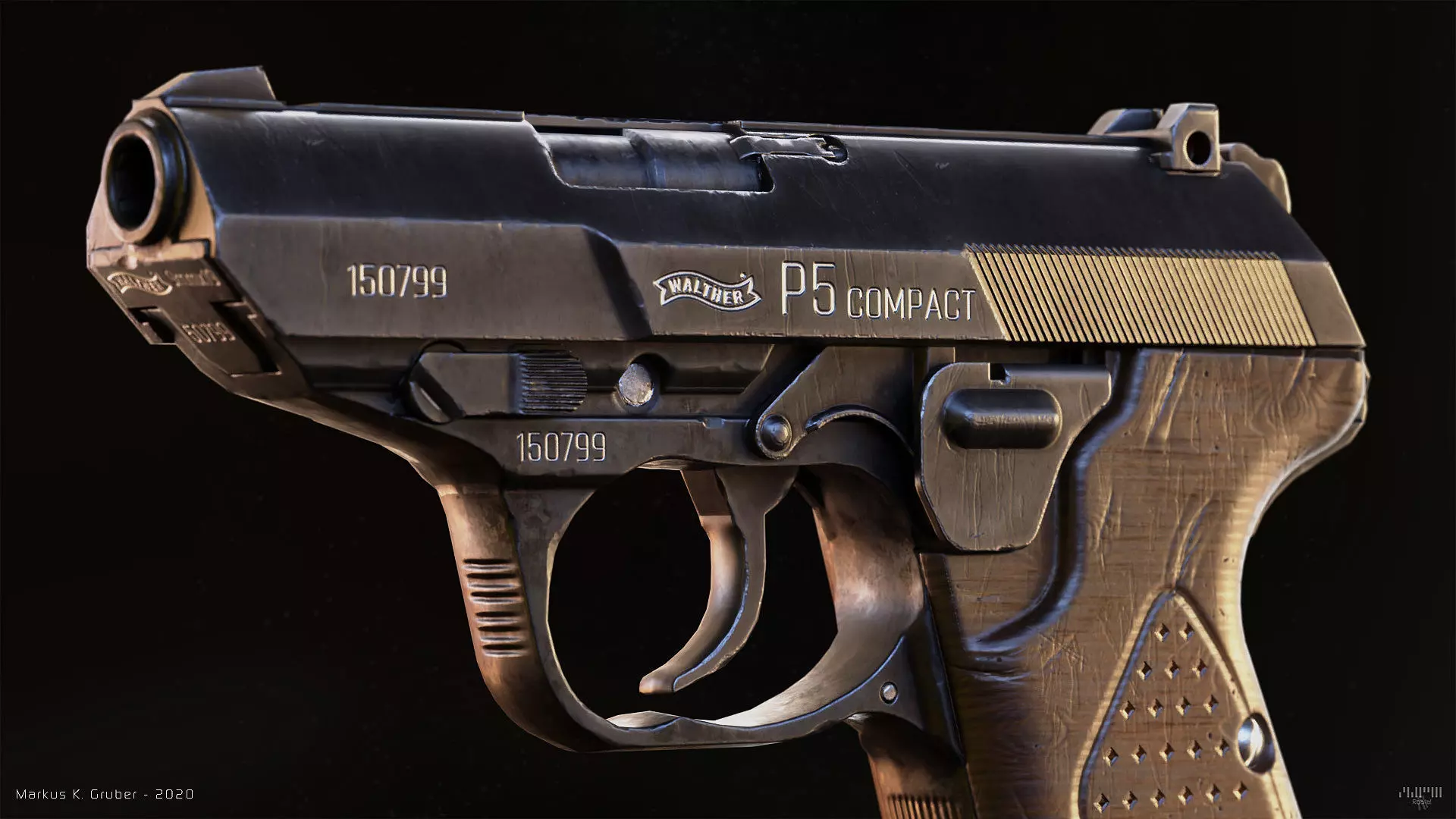 Walther P5 Compact Low-poly 3D model_0