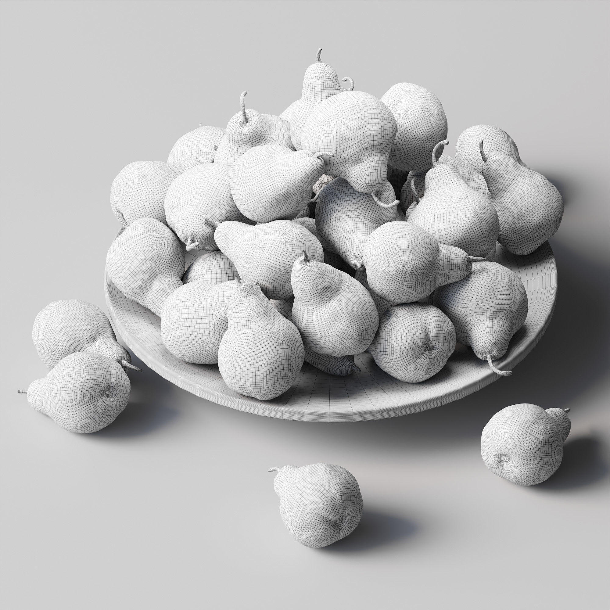 Pakham pears in a wooden fruit bowl Low-poly 3D model_4
