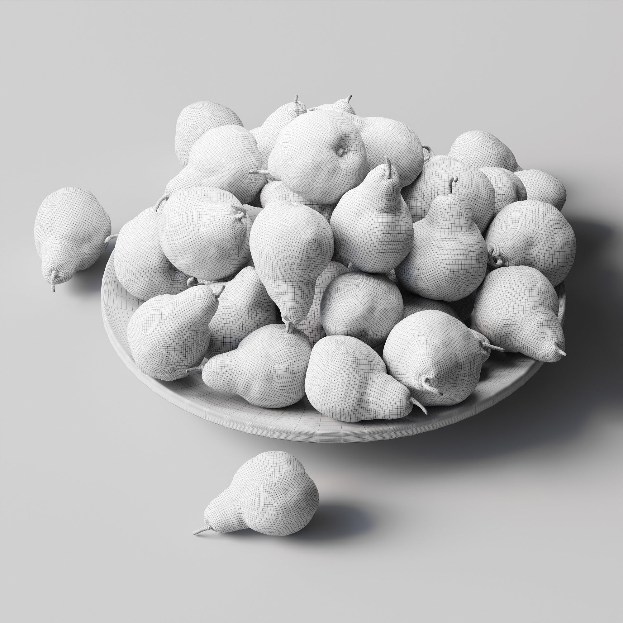 Pakham pears in a wooden fruit bowl Low-poly 3D model_3