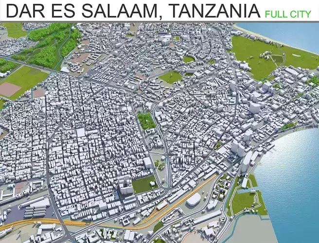 Dar es salaam Tanzania 70km Low-poly 3D model