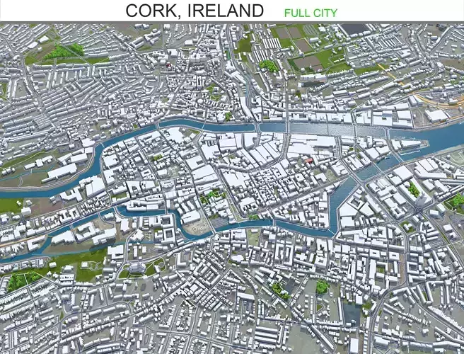 Cork City Ireland Low-poly 3D model